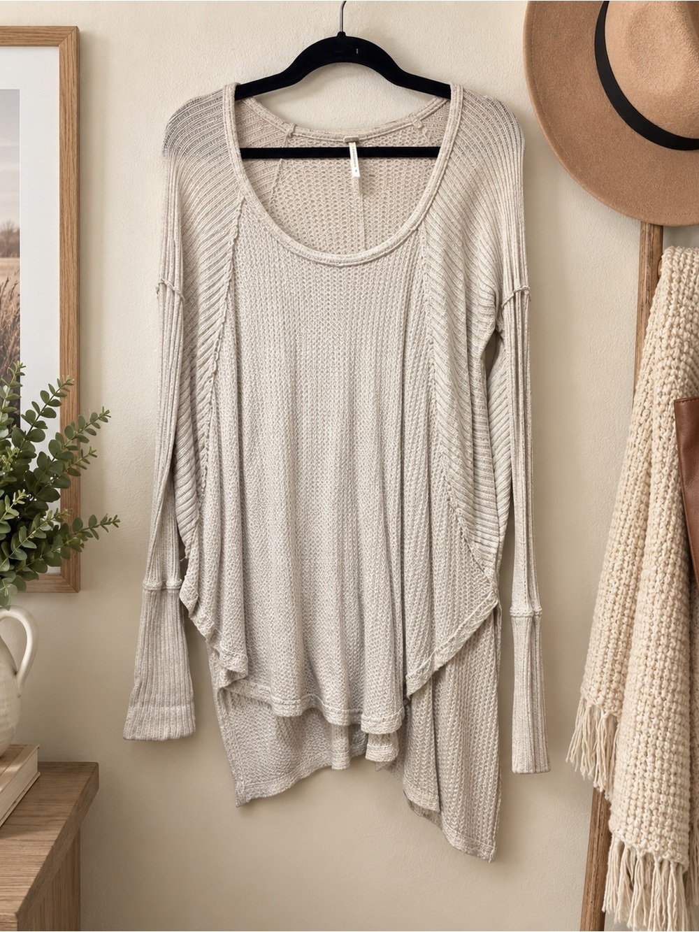 Free People Waffle Tunic Tan Size Small